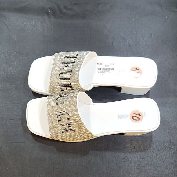 BRAND NEW TRUE RELIGION EMBELLISHMENTS BLOCK HEEL MULE  OPEN GLITTER SANDAL - Picture 6 of 13